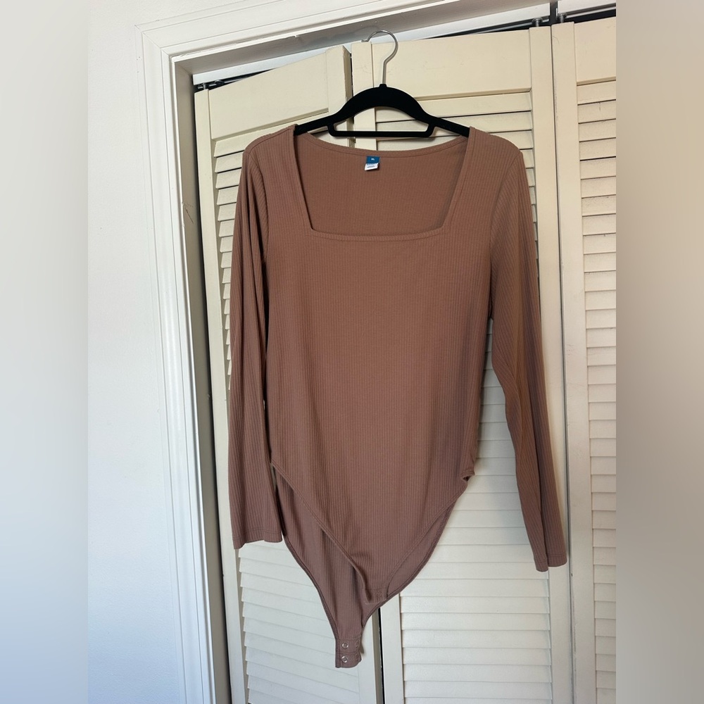 Old Navy Square Neck Long Sleeve Bodysuit - Brown